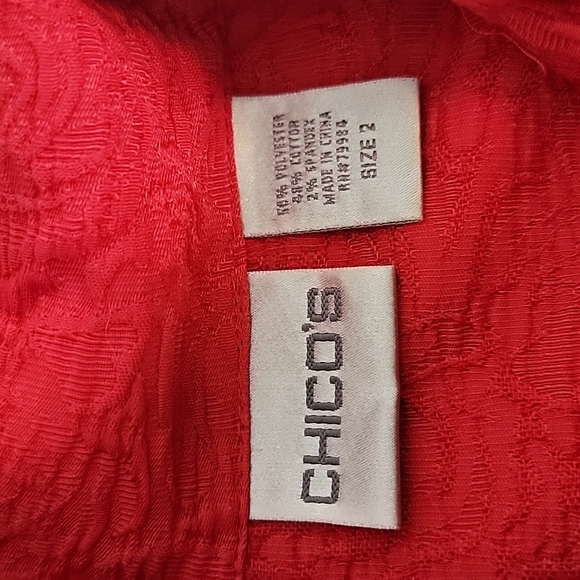 Chico's Women's Red Long Sleeve Snap Button Blazer, 2 - Picture 6 of 7